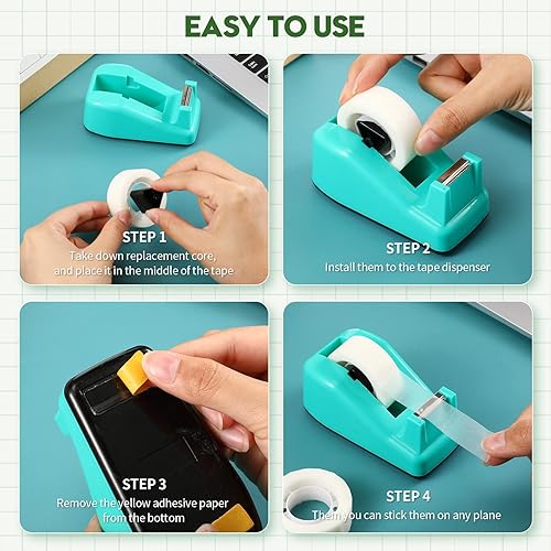 Miniatura 3 de Escritorio dispensador de cinta con 12 rollos de cinta pequeña transparente, repuestos de embalaje invisibles para envolver regalos, suministros