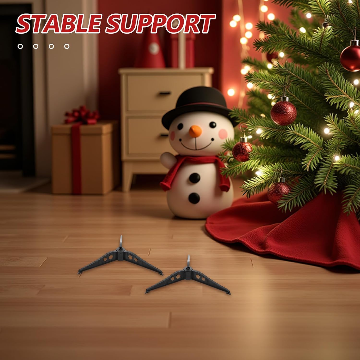 4pcs Christmas Tree Stand Plastic Artificial Tree Base Replacement Support Holder Bracket Rack for Party Xmas Outdoor Green