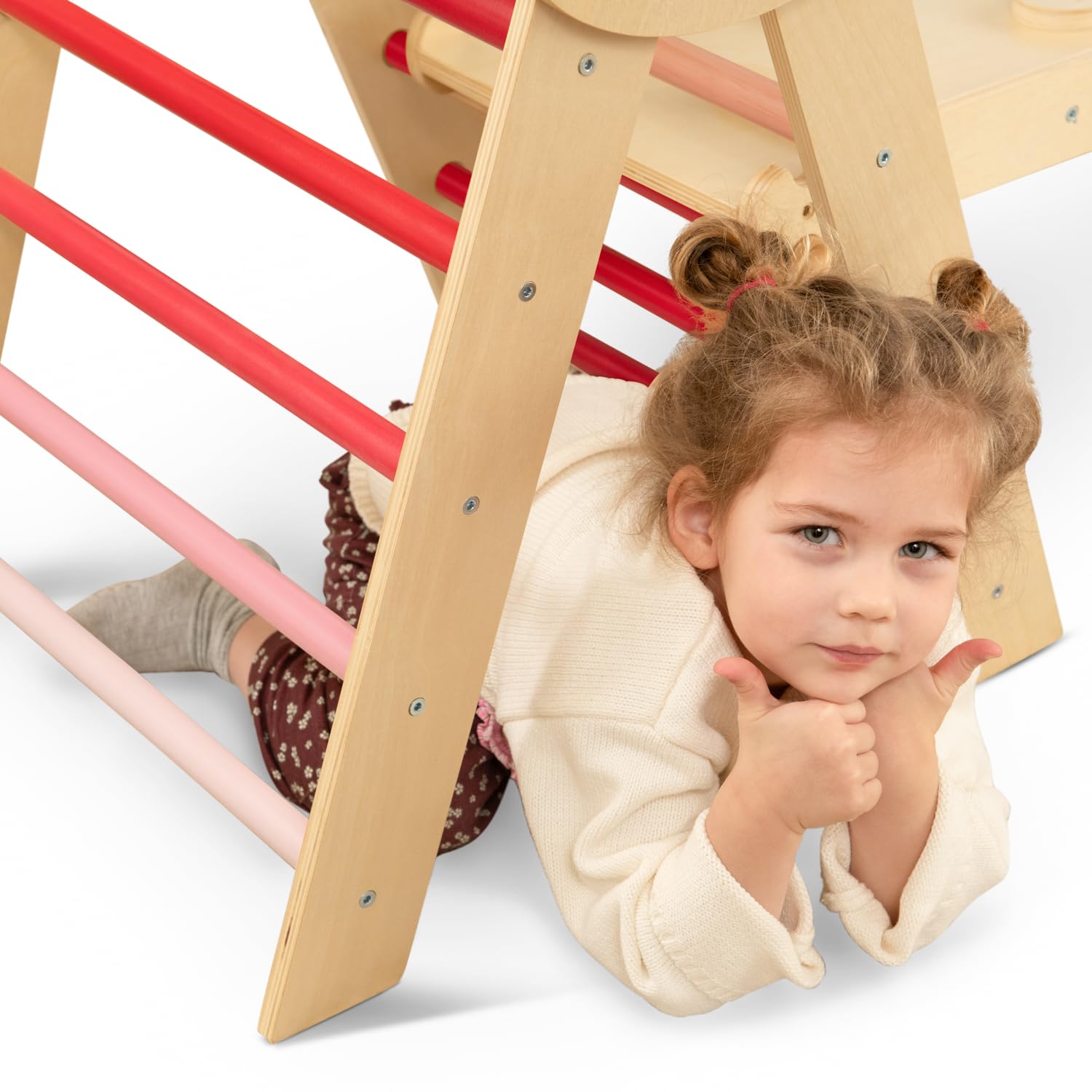 FINOOS Montessori - Set da gioco per interni, struttura da arrampicata 7 in 1 con scivolo e arco per bambini piccoli, rampa su entrambi i lati, triangolo da arrampicata, arco da arrampicata (1-3 anni