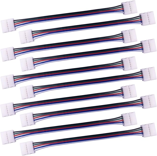 LitaElek 10pcs RGBW LED Strip Connector 12mm Wide RGBW 5050 LED Tape Connector Jumper 5 Pin LED Ribbon Connector Adapter Extender RGBW LED Band Extension Cable, 17cm/6.7in Long
