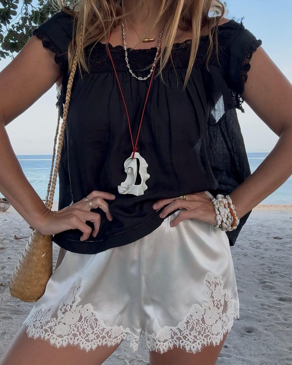 Sawden Women Satin Silk Lace Trim Shorts Cute Micro Mini Shorts Casual Pajama Bottoms - Image 4