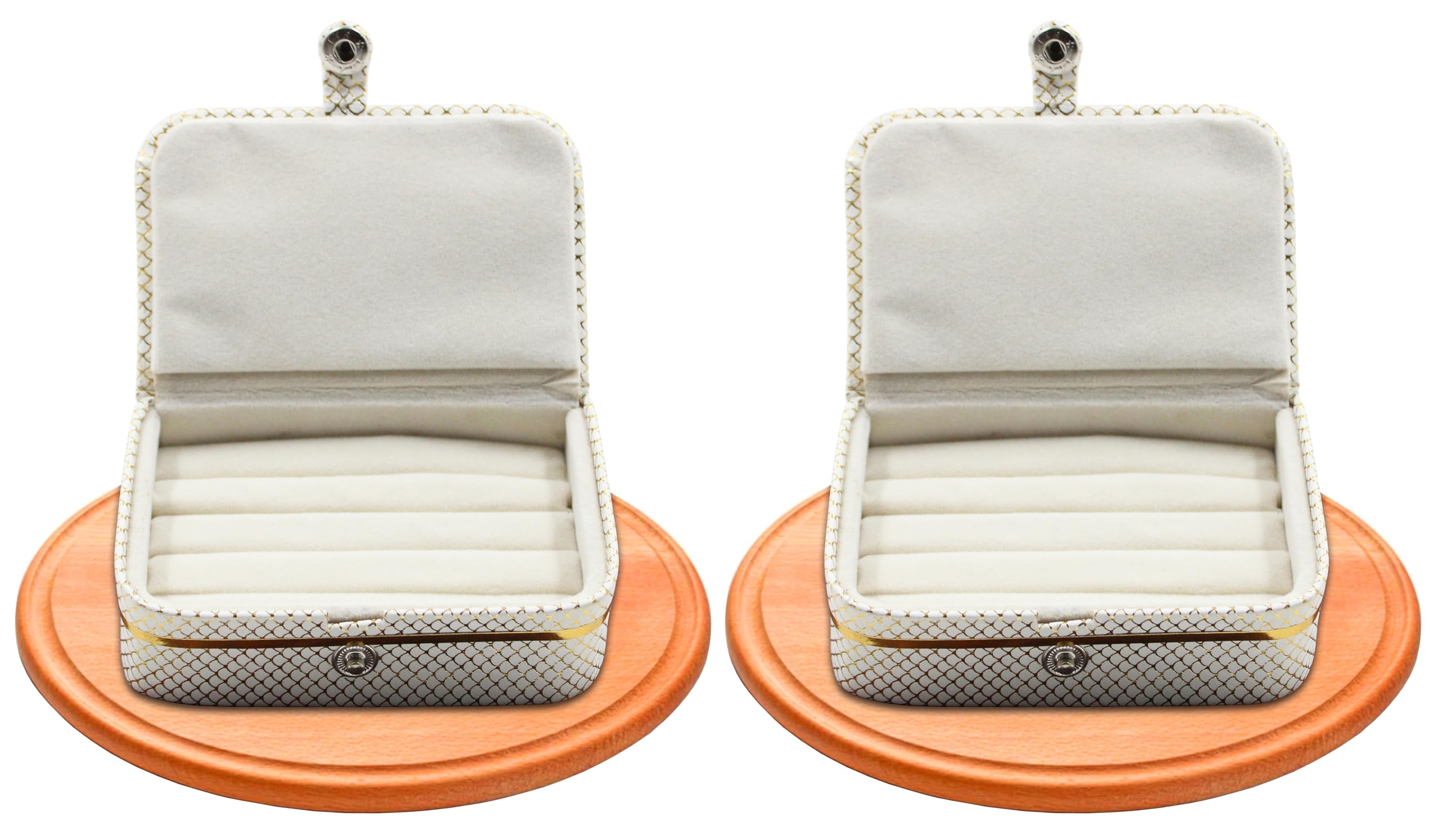 atorakushon Fabric Pack of 2 Multipurpose Cream Ring Box Ring Case Jewellry Pouch Travelling Box Organizer