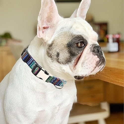 Miniatura 5 de Collar de perro personalizado con hebilla de metal de identificación grabada, collar floral personalizado para perros pequeños, medianos y grandes.