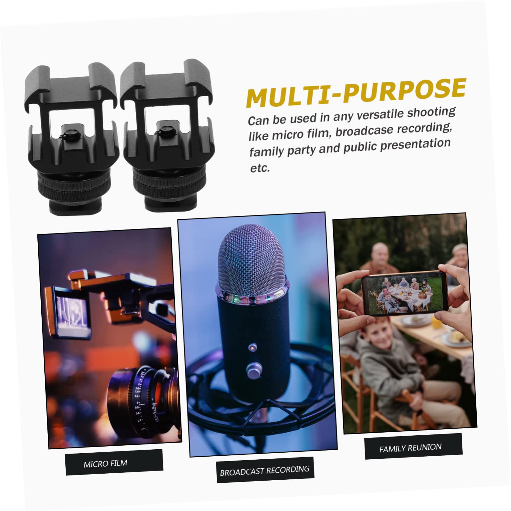 KONTONTY 2 Pack Hot Shoe Bases for DSLR Cameras Universal Bracket Mount Adjustable Hot Shoe Professional Video Light Adapter