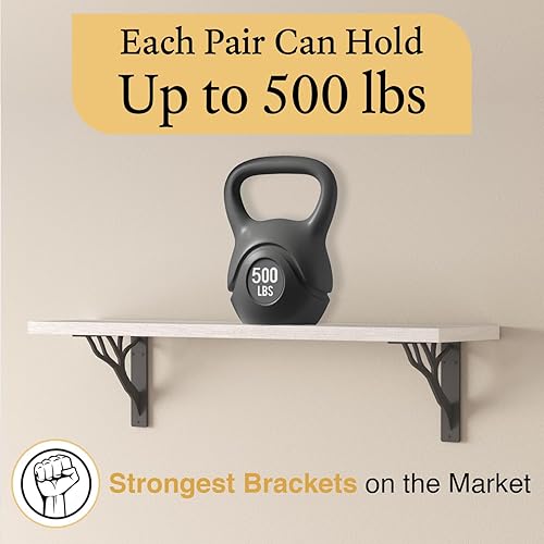 Miniatura 19 de Soportes de estante rústicos de 8 pulgadas a 10 pulgadas, soportes decorativos en L para estantes, soporte flotante de metal de hierro, soporte