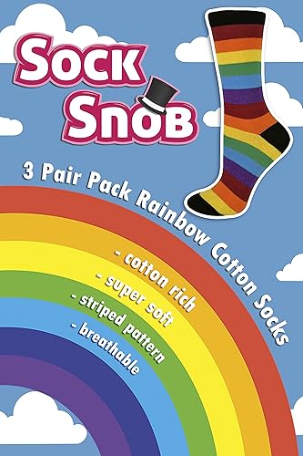 Miniatura 6 de Sock Snob - Paquete de 3 calcetines de algodón a rayas coloridas para hombre y mujer
