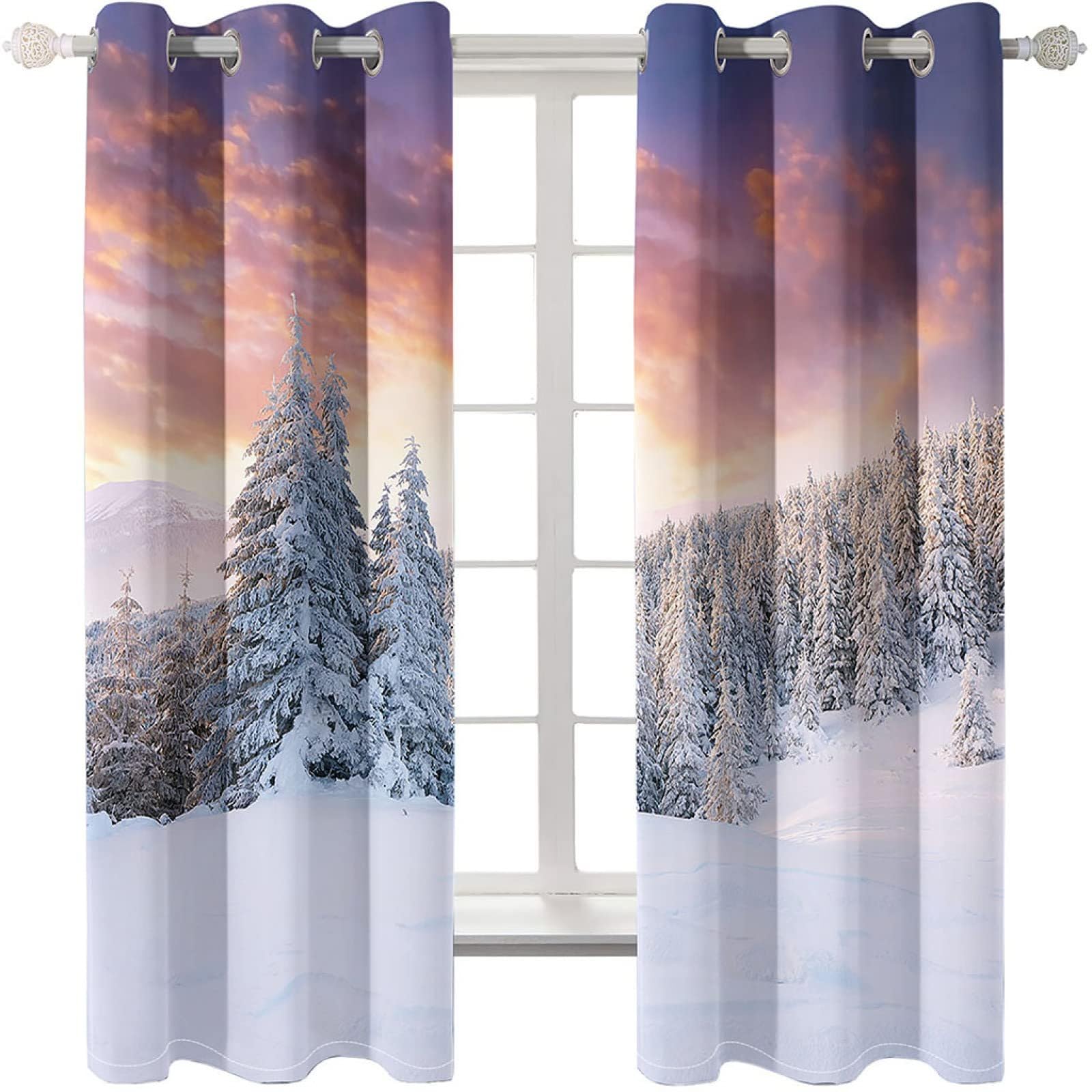 ANHOPE Tende termiche oscuranti con occhielli, morbide, per soggiorno, camera da letto, soggiorno, camera da letto, set da 2 pezzi, altezza 175 x larghezza 140 cm