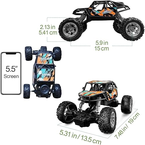 Miniatura 5 de BLUECEDAR Auto de carreras a control remoto, 2WD de alta velocidad todoterreno con control remoto de 27 Mhz, vehículo monstruo a escala 118 con dos