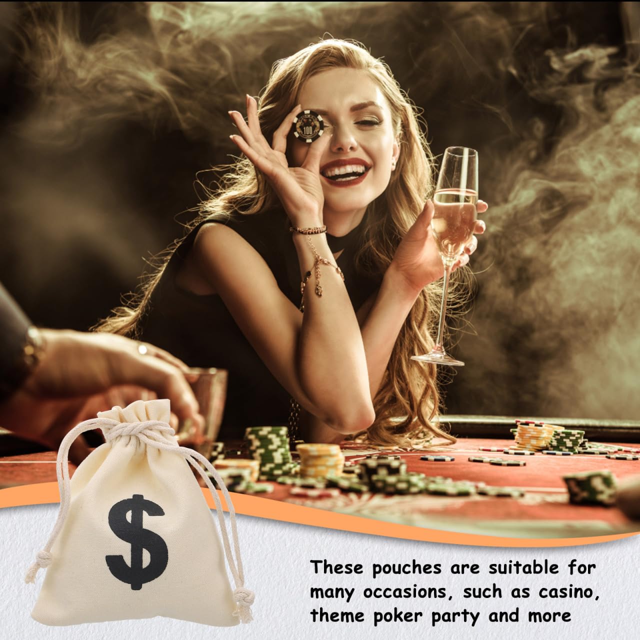 STOBOK 12 Stücke Kordelzug Geld Taschen Dollar Zeichen Bank Tasche Sackleine Kordelzug Würfel Schmuck Beutel Hessische Jute für Casino Theme Poker Party