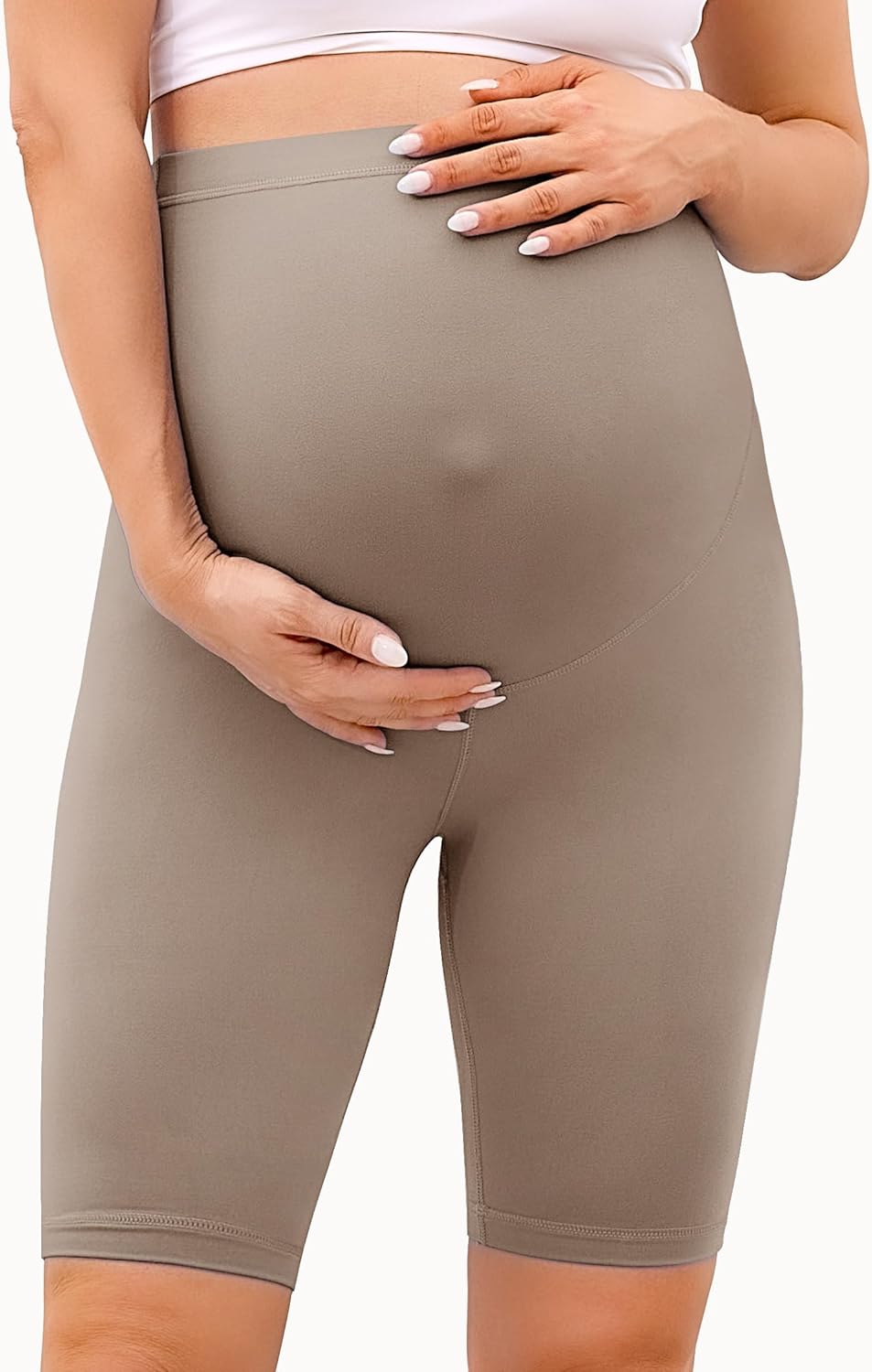 BONVIGOR Buttercloud Maternity Shorts Over The Belly-8" Pregnancy Biker Shorts Women Lounge Yoga Pants - Image 4