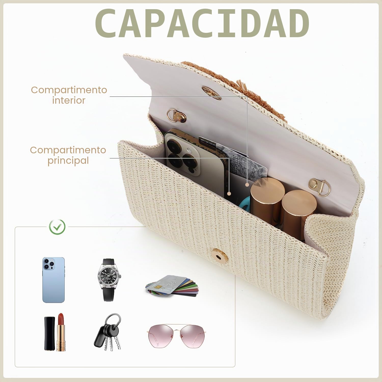 Bolsos de Paja para Mujer Bolso de Noche Tejido Bolsa de Playa de Verano para Fiesta Deshierbe Vacaciones