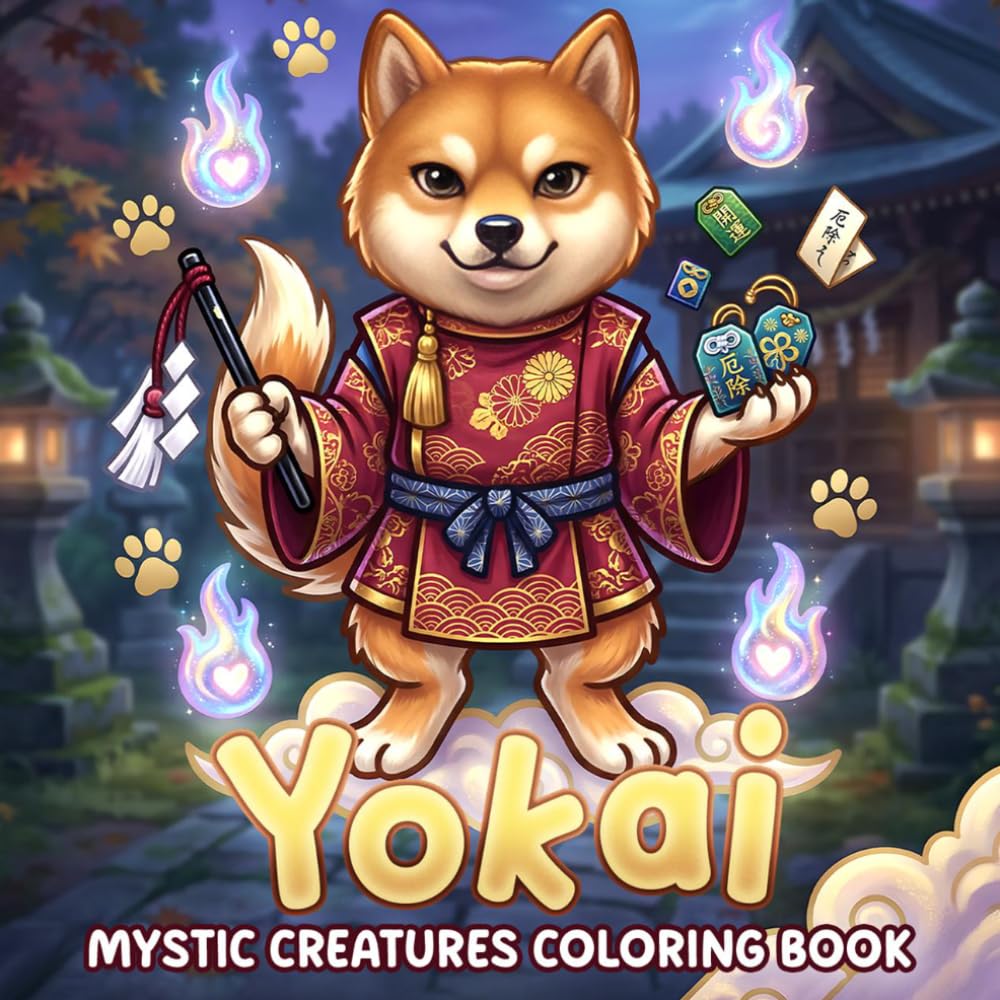 Yokai Coloring Book: Japanese Mythical Creatures Coloring Pages Featuring Playful Spirits, Folklore Scenes for Kids and Adults to Relax & Enjoy Creativity