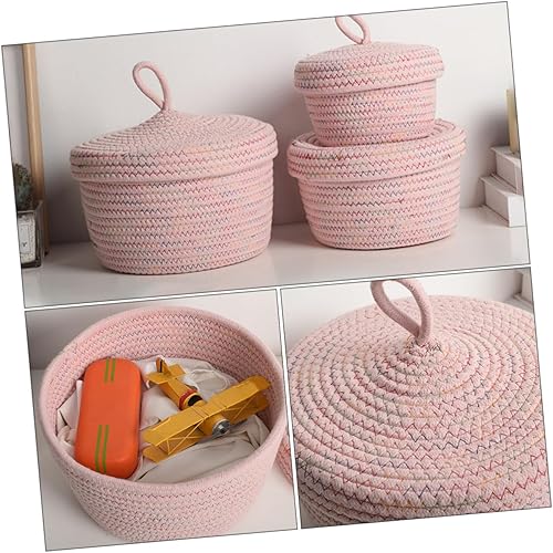 Miniatura 9 de VILLCASE Cesta organizadora de control remoto, contenedor de almacenamiento para el hogar, cuerda de algodón, contenedor de almacenamiento tejido,