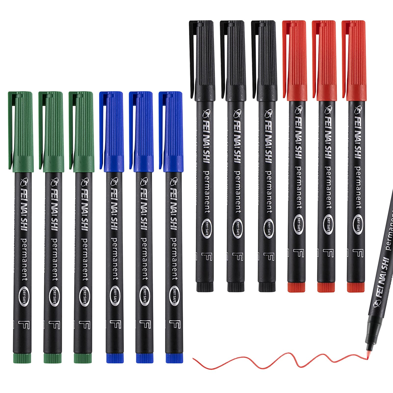 Azushwer 12 Pcs Permanent Marker Pens, Quick Dry Waterproof Pen Set, Ultra Fine Point Multicolor Note Taking lnk Pens, Permanent Marker Pen for Metal, Glass, Ceramics, Wood, Cardboard BoxesοΌ0.6mm οΌ