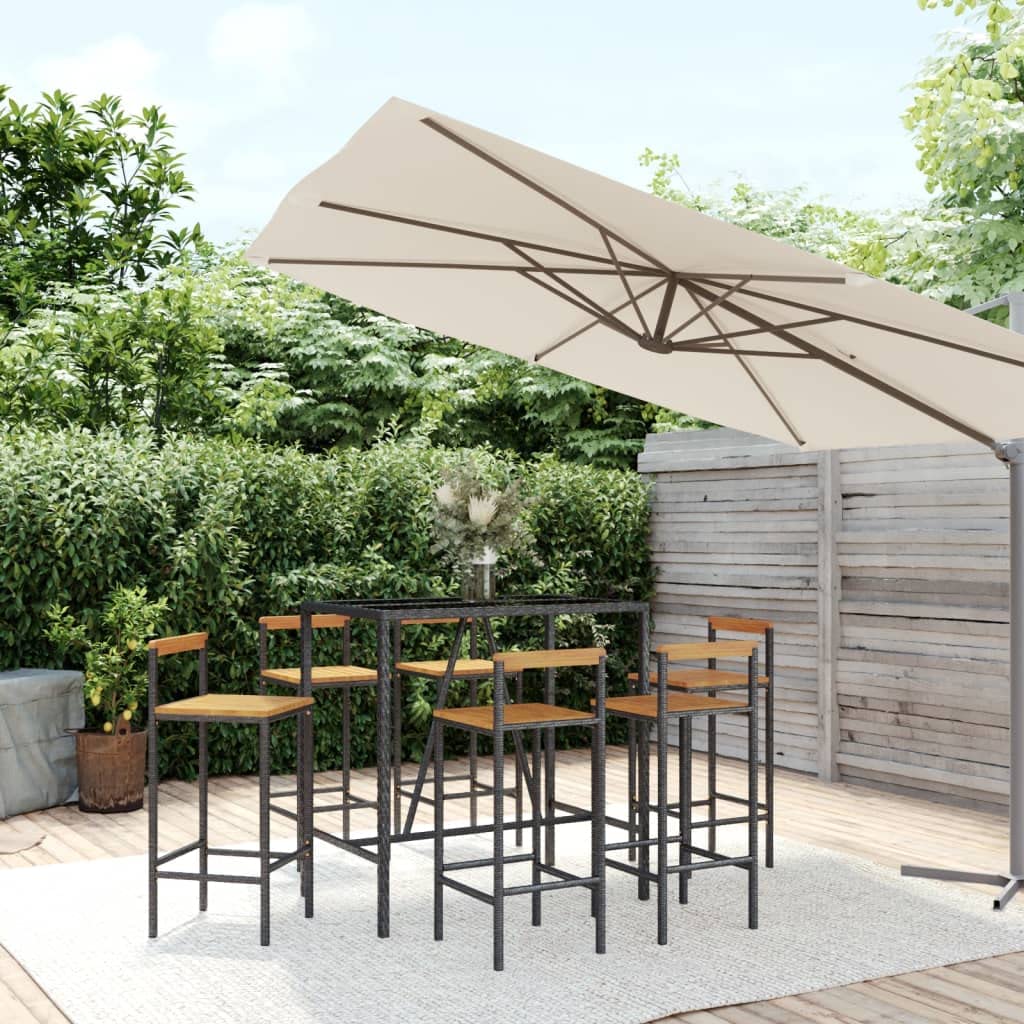 Ensemble de bar jardin noir pour vos soirées terrasse 7 pièces