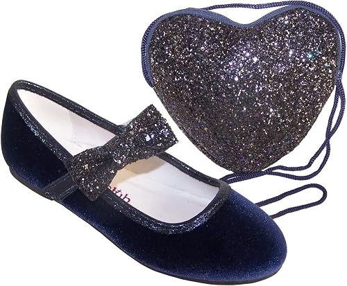 Meisjes Donkerblauw Fluwelen Feest- en Bloemenmeisje Ballerina Schoenen met  Bijpassende Over Body Hart Tas : Amazon.nl: Kleding, schoenen \u0026 sieraden