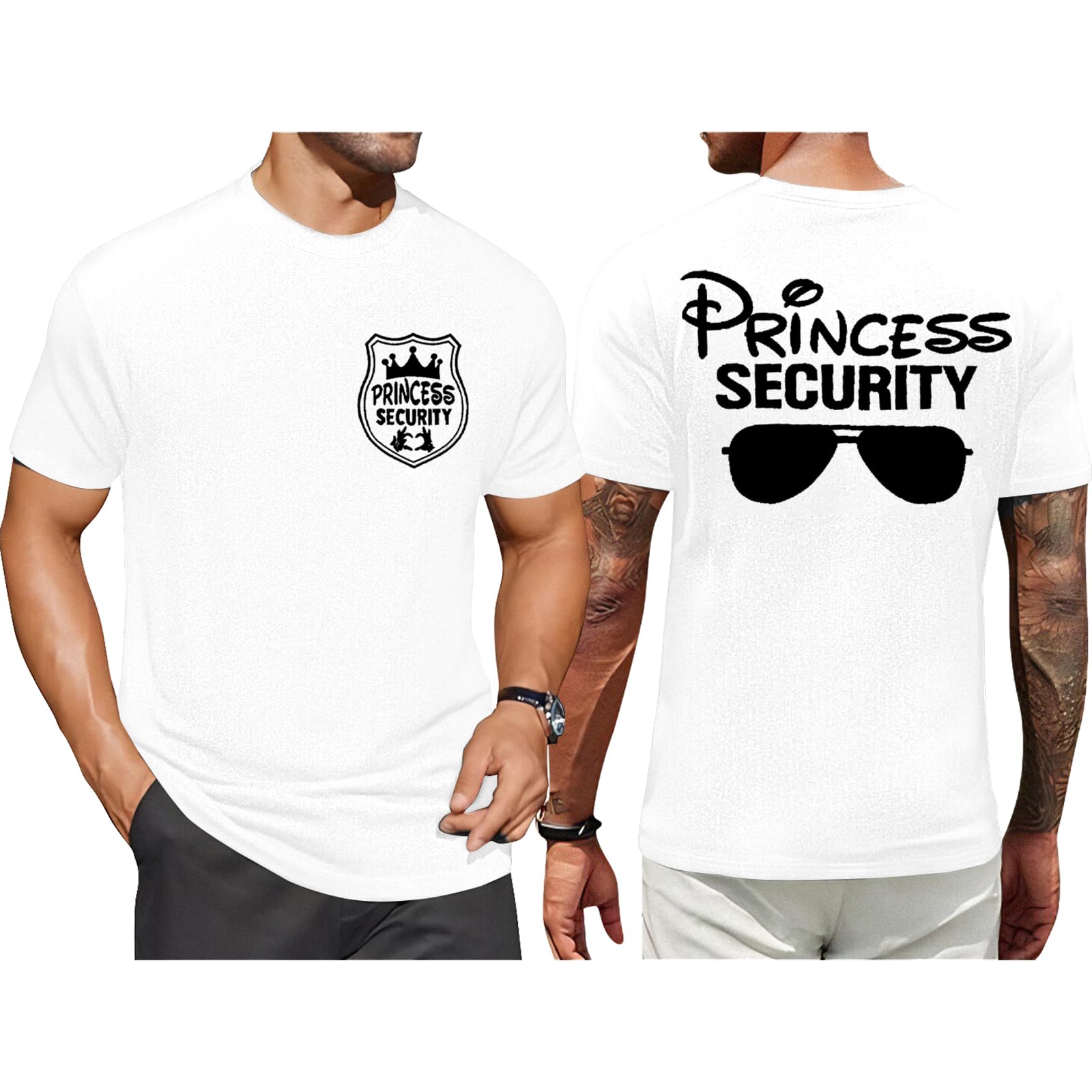 FRYAID Princess Security Team Shirt Men Magical T-Shirt Magic Kingdom Tees Dad Birthday Party Family Trip Short Sleeve Tops