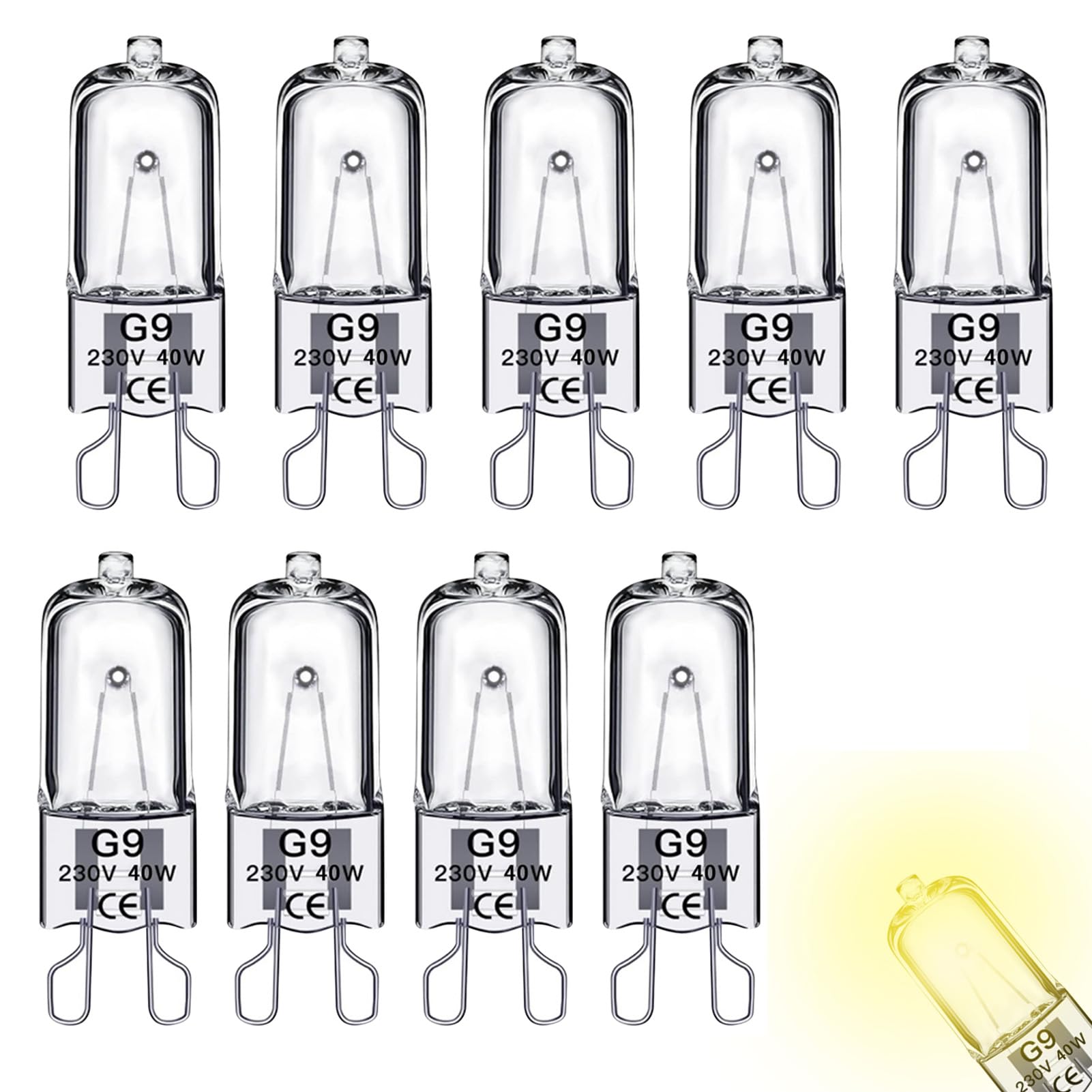 Recitem G9 Backofenlampe 40W 500 Grad Halogen Dimmbar | 230V, 500°C Hitzebeständig | Warmweiß 2700K für Backofen, Kühlschrank, Mikrowelle, Dunstabzugshaube | Glühbirne Backofen (9)
