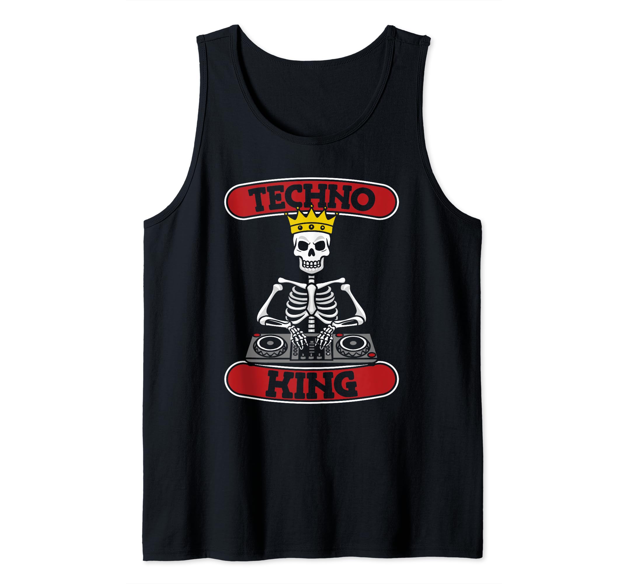 Mens Techno Skeleton Raver Clubbing Rave - Hardtekk Techno King Tank Top