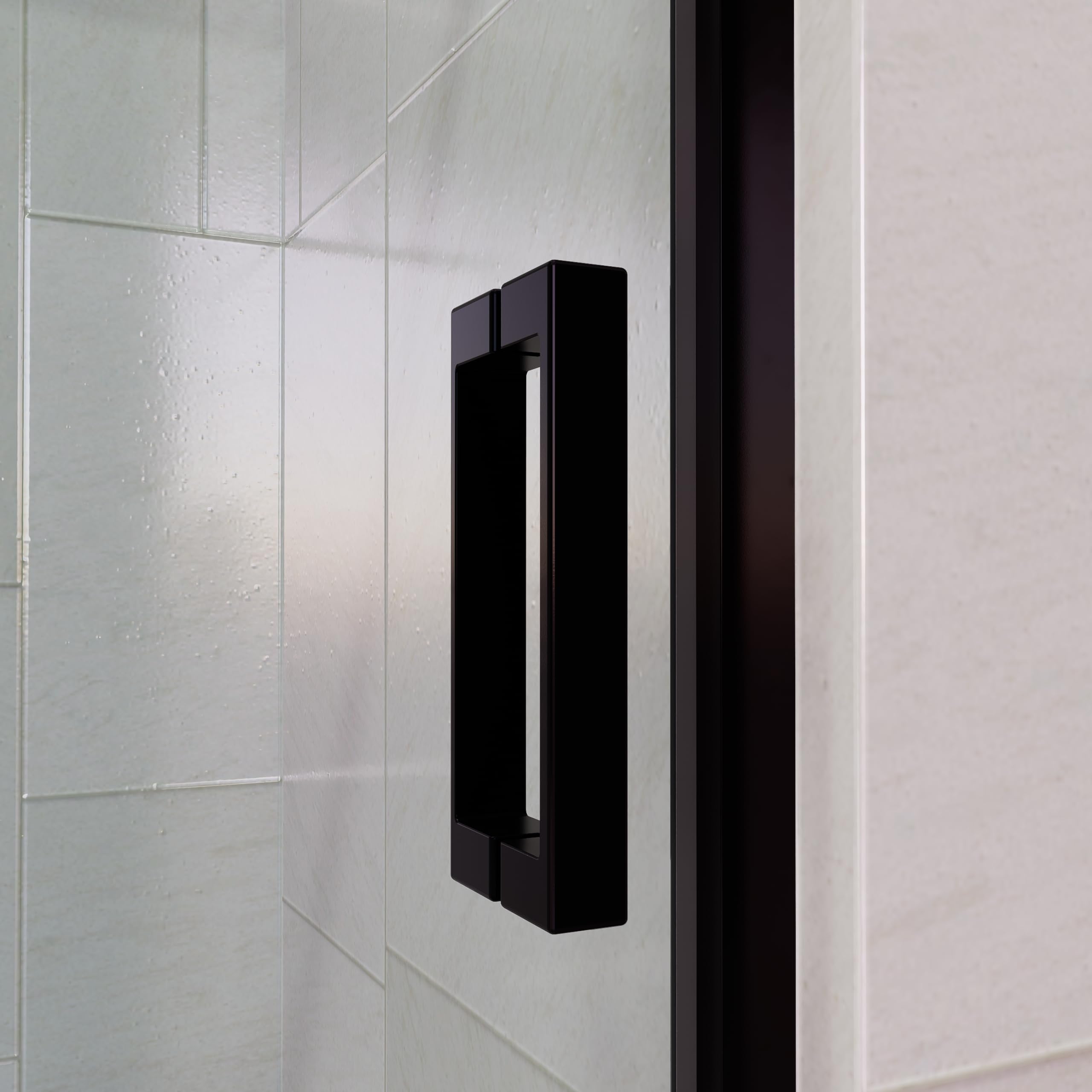 Mampara de ducha frontal corredera 130 cm 1 puerta + 1 fijo Negro mate Cristal transparente 6 mm 195 cm altura