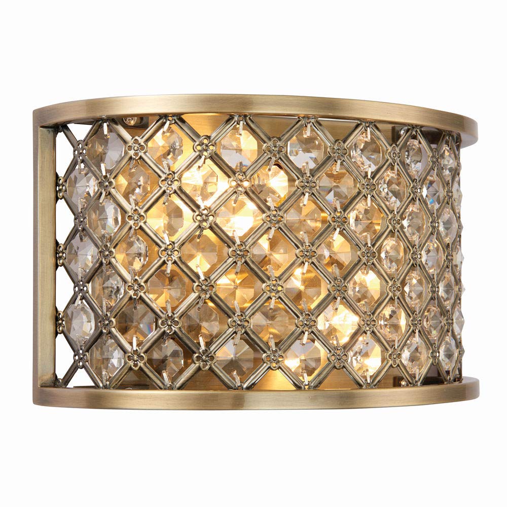 Betta Lighting Antique Brass Wall Light In With Clear Crystal Glass Beads Dimmable Wall Lamp