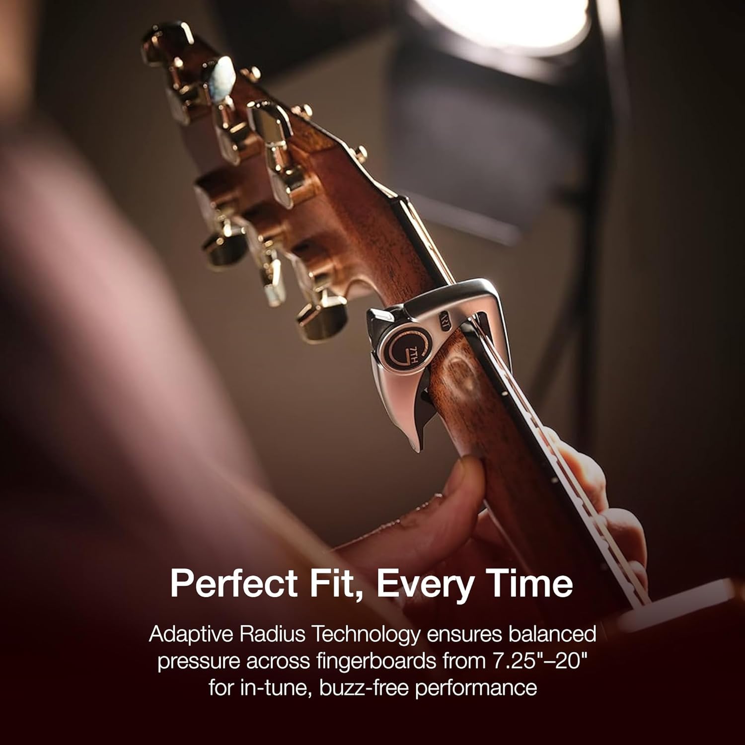 G7th Performance 3 6 String Silver Guitar Capo - Groundbreaking Tension Control & Adaptive Radius Technology - The Perfect Capo for Acoustic and Electric Guitar - UK Designed