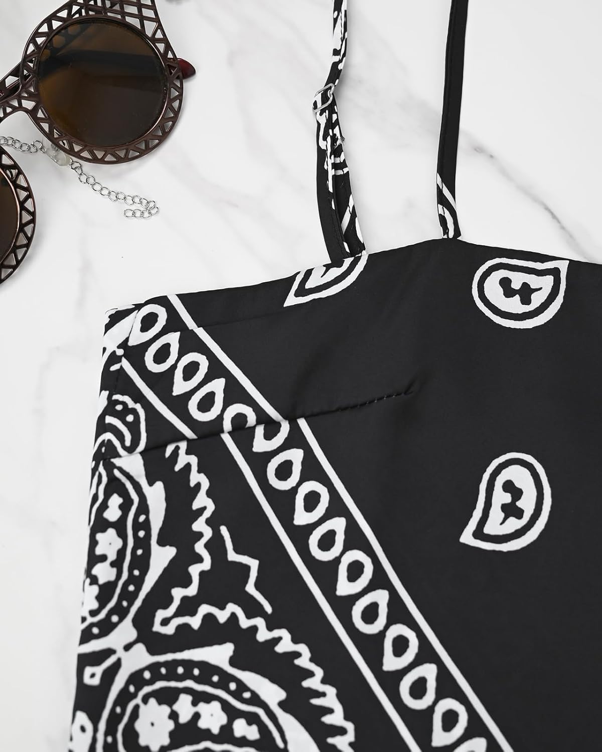 Women's Paisley Satin Bandana Tube Top Tie Back Adjustable Spaghetti Strap Sleeveless Boho Going Out Scarf Tops - Image 5