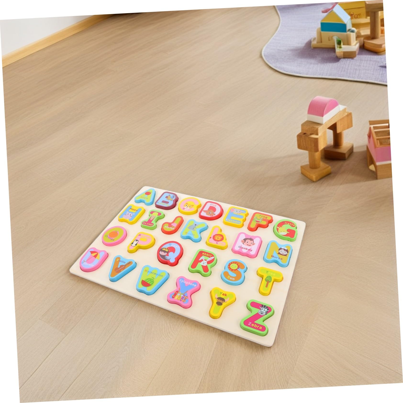 Rompecabezas de Madera Montessori de 3 Piezas para Alfabeto y Números | Formas y Conteo, Juguetes Educativos Preescolares, Niños y Niñas, Obsequio para Cumpleaños y Navidad