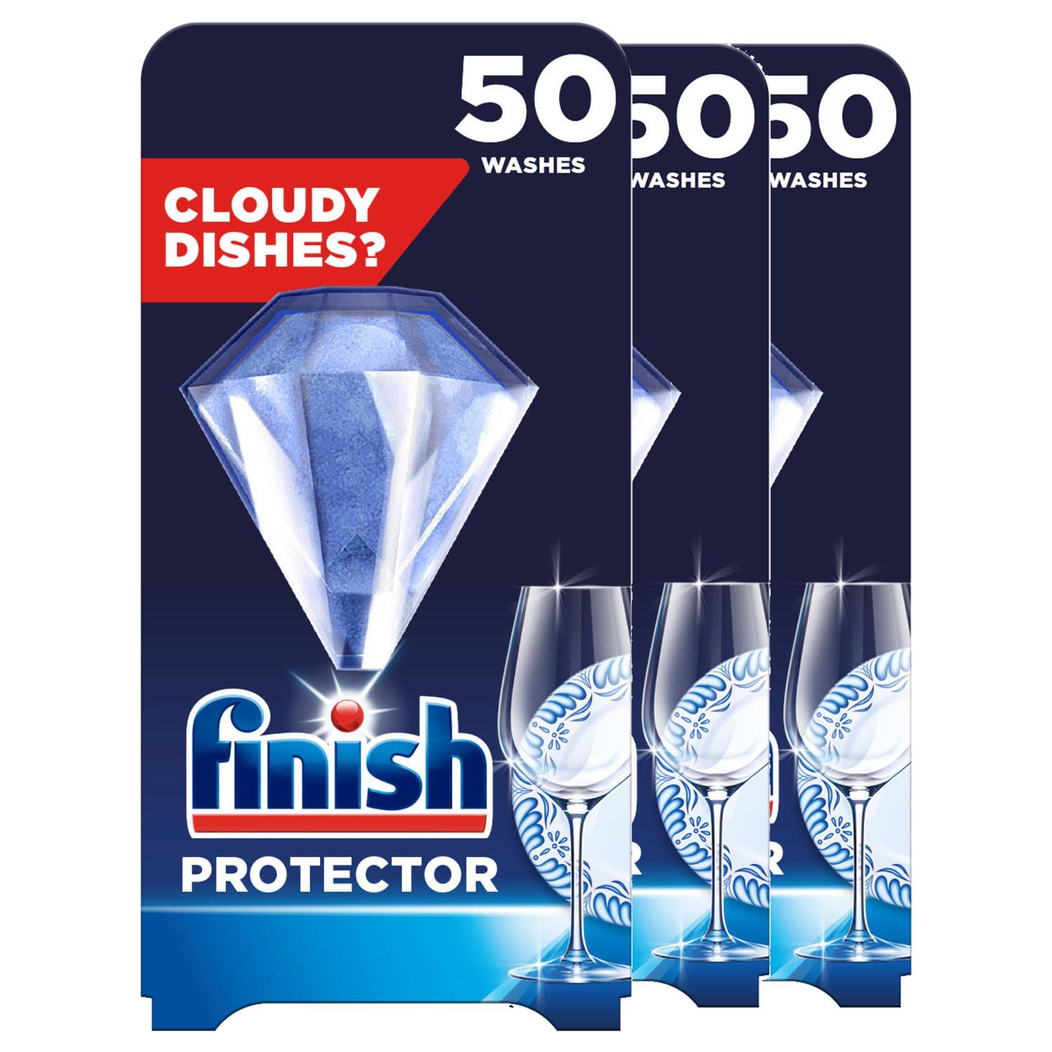 Dishwasher Glass and Anti-Scale Protector (3 x 1 pack), Up to 50 Washes each, 150 Washes in Total
