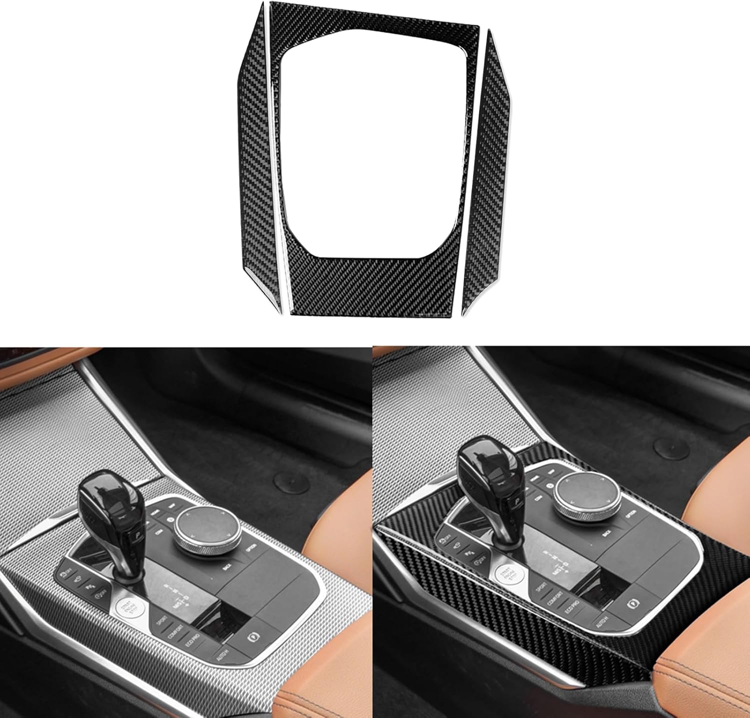 Real Carbon Fiber Car CD Gear Shift Kit Trim Compatible with BMW 4 Series 430i M440i xDrive M4 2021-2025 2022 2023 2024 G22 G23 G26 G82 G83 Interior Sticker Decal Accessories
