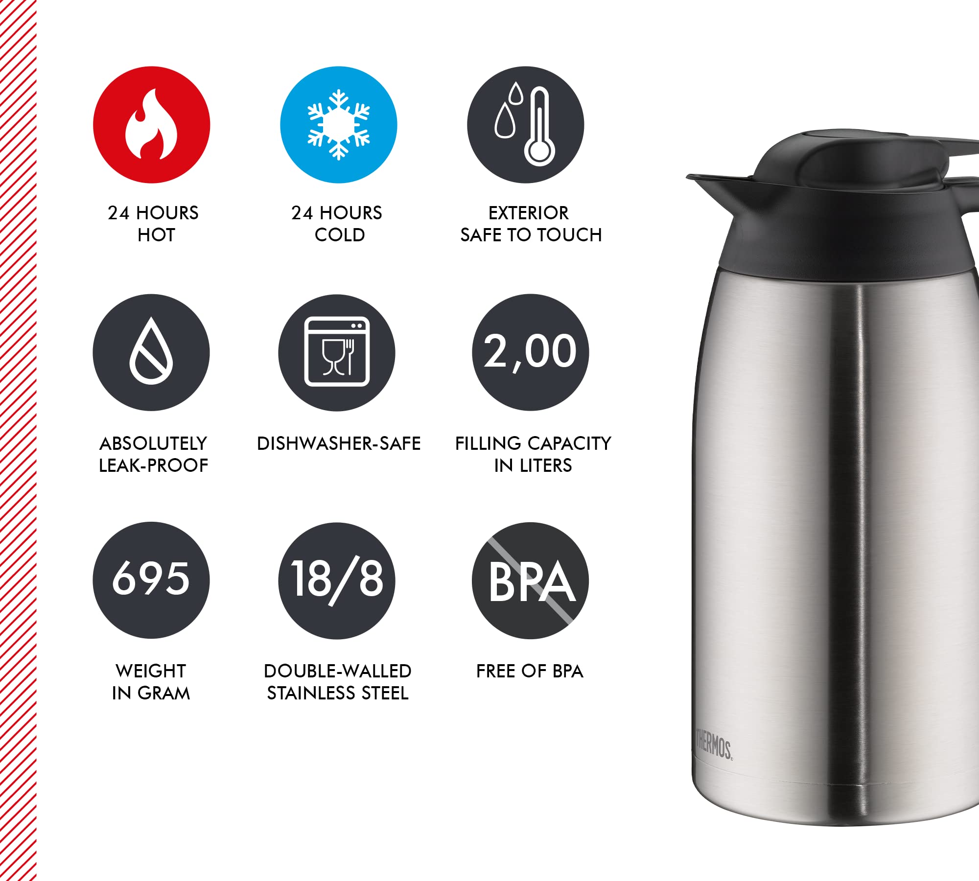 Thermosfles roestvrij staal thermoskan isoleerkan conferentie theepot 2,5 L