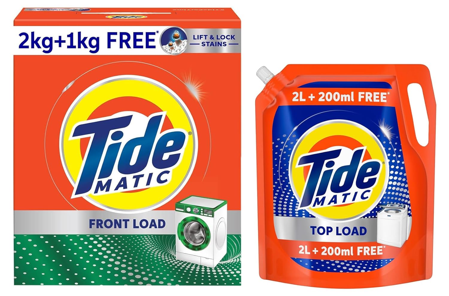 Tide Matic Front Load Detergent powder (2+1 Kg) & Tide Matic Liquid