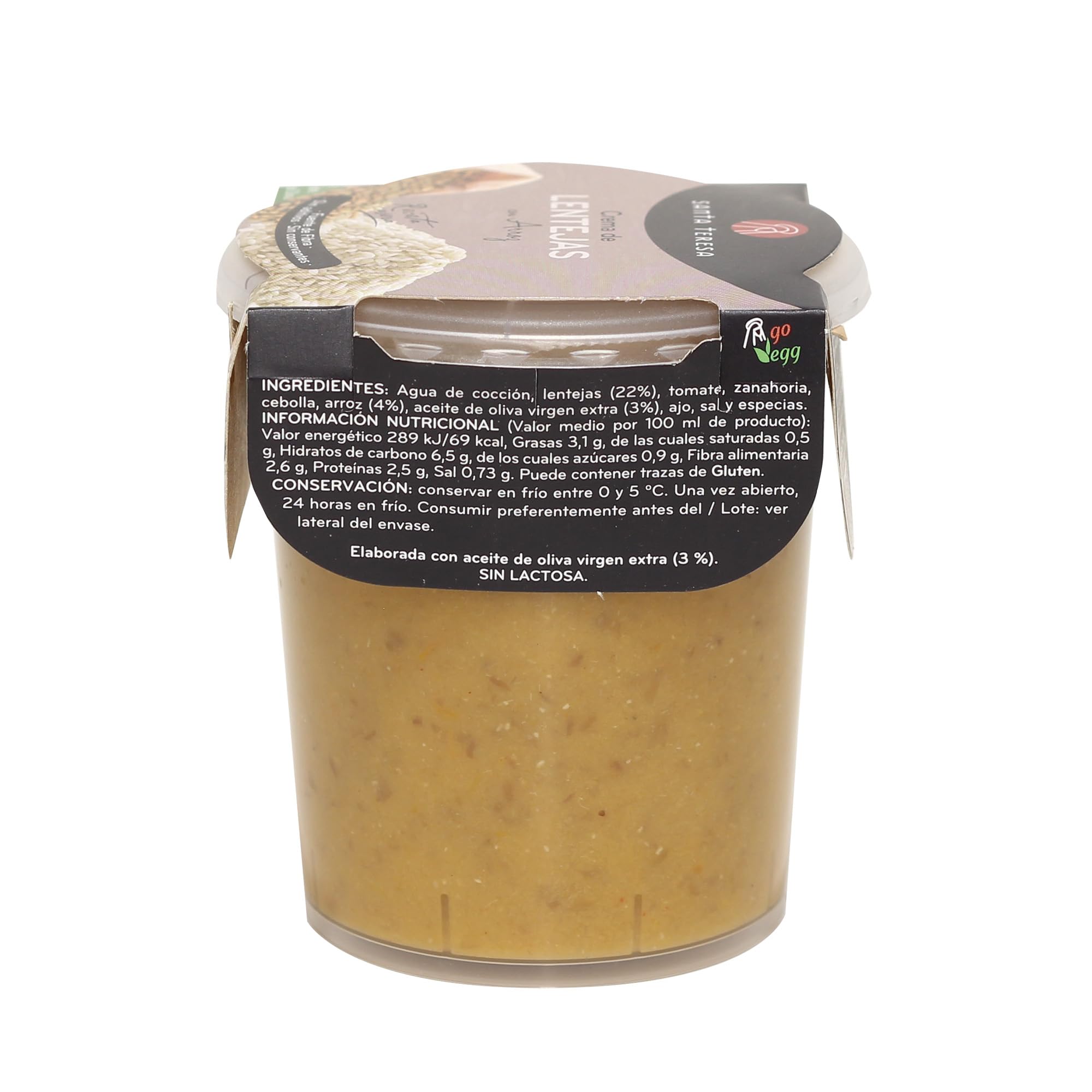 Santa Teresa - Pack de 9 Cremas de Lentejas con Arroz - Elaborada Con Ingredientes Naturales, Sin Conservantes Ni Aditivos - Envase Apto Para Microondas, Calentar Y Listo. 3.600ml