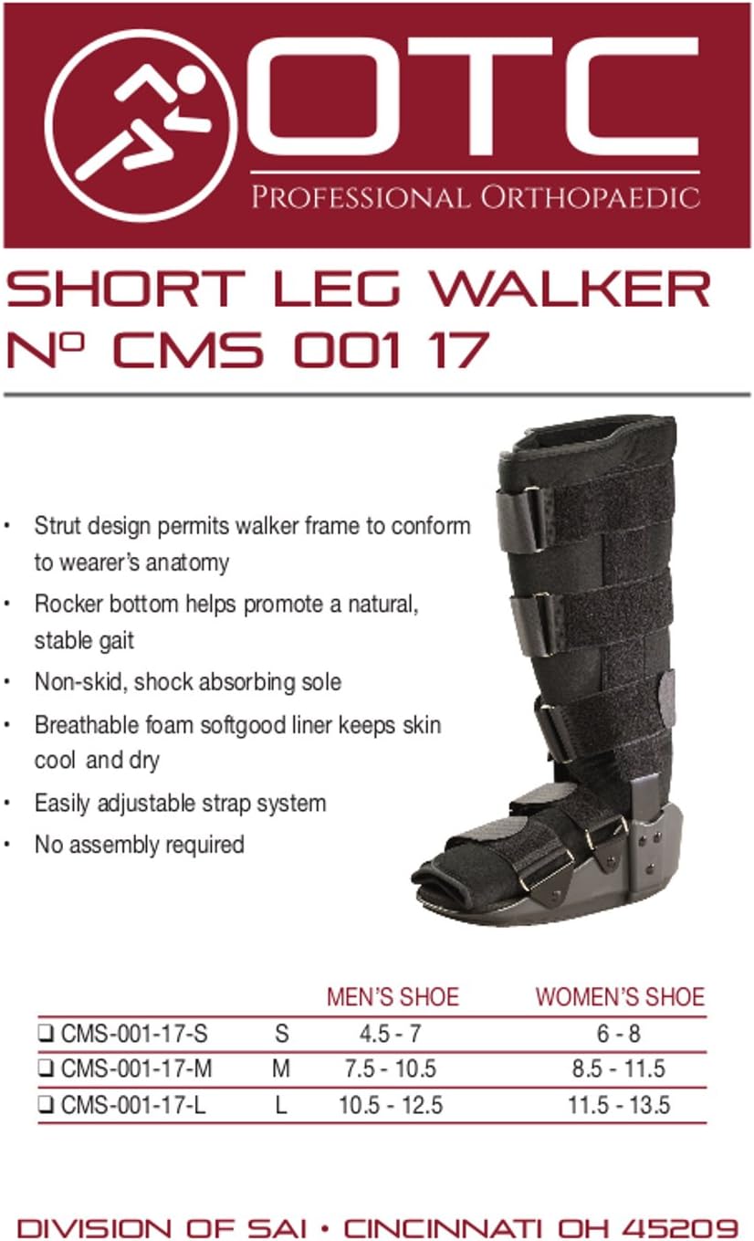 OTC Short Leg Cast High Top Walker Boot, Black, Medium/Tall
