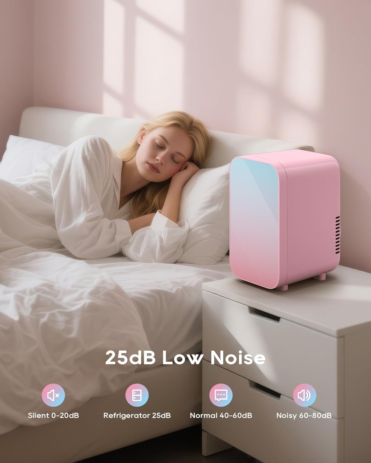 Mini Fridge,6 Liter/8 Can New Upgraded Skincare Fridge,110V AC/DC Portable Thermoelectric Cooler & Warmer for Skin Care, Cosmetics, Beverage, Food,Great for Bedroom,Office,Dorm(Pink)