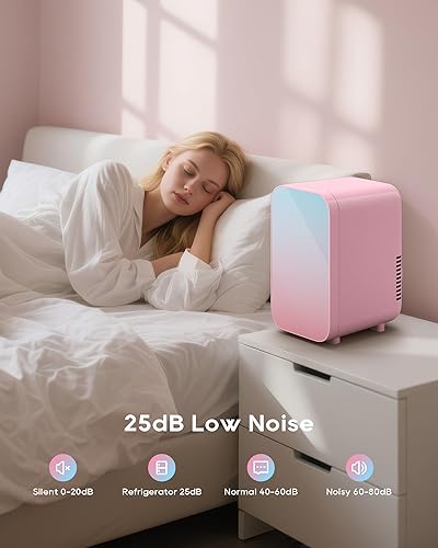 Miniatura 7 de Mini nevera, 6 litros8 latas, nevera mejorada para el cuidado de la piel, 110 V CACC, enfriador termoeléctrico portátil y calentador para el cuidado