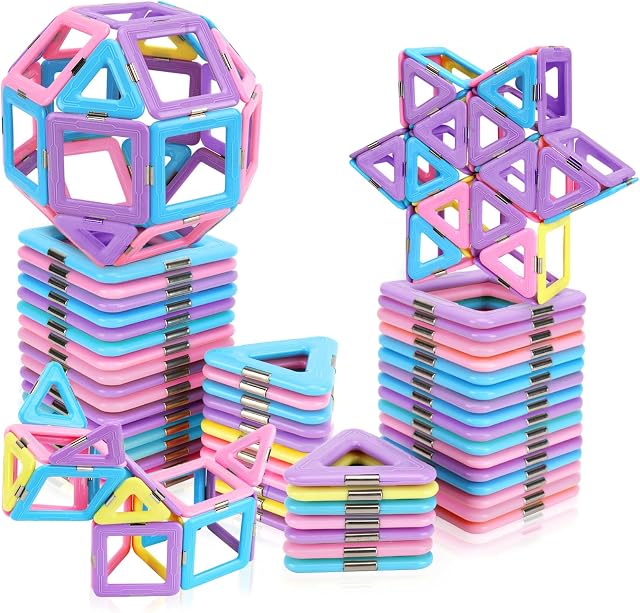 Jouets de tuiles magnétiques modernisés pour 3 4 5 6 7 8+ Année Vieux Tout-petits Garçons Filles, Bâtiment magnétique Blocs éducatifs STEM Jouets Cadeaux pour l'âge 3-6 4-5 4-8 Enfants Anniversaire