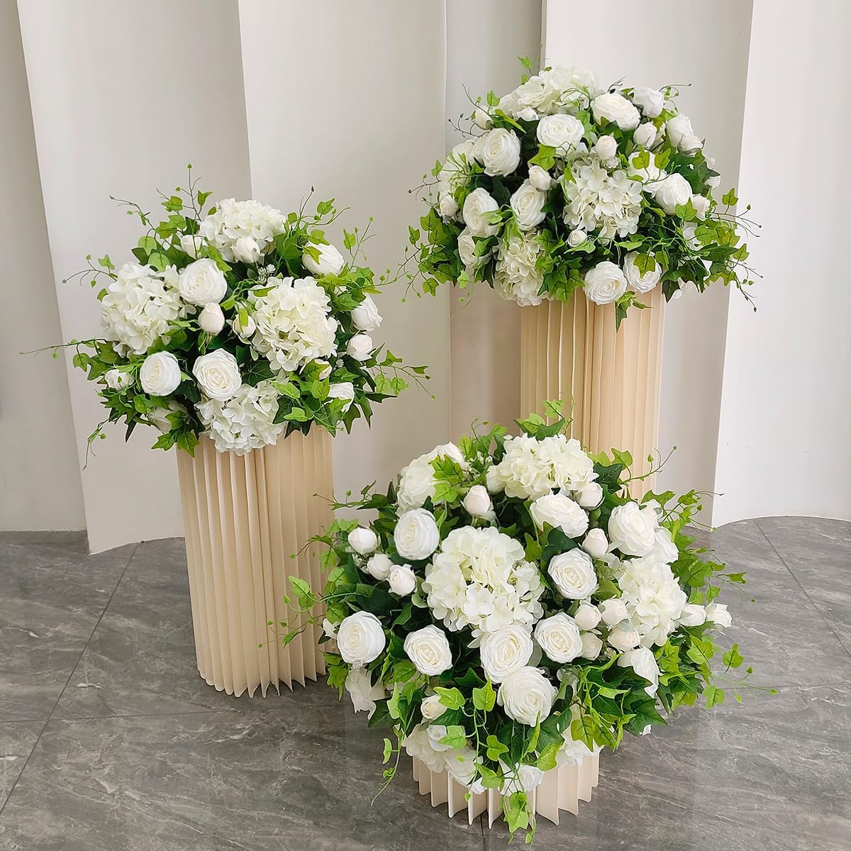 WEISPARK 100PCS Artificial Hydrangea Flowers, Fake Flowers Silk Hydrangea Full Flowers Heads with Stems for Wedding Home Party Shop Baby Shower Decor (Ivory) - Image 6