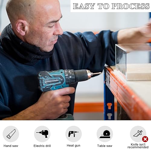 Vista 22 de Roowest Hojas gruesas de acrílico transparente, paneles de plástico cortados a medida, panel de tablero de acrílico fundido con película protectora