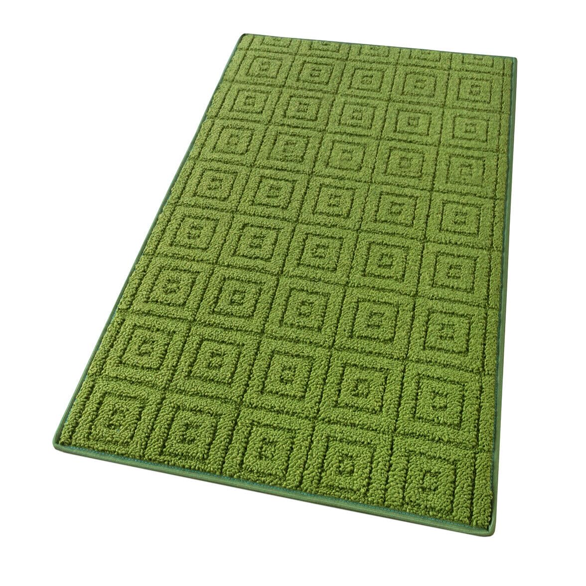 emmevi Alfombra de cocina 3D antideslizante de color liso, lavable, suave, absorbente, mod. EVITA 50 x 80 cm, verde