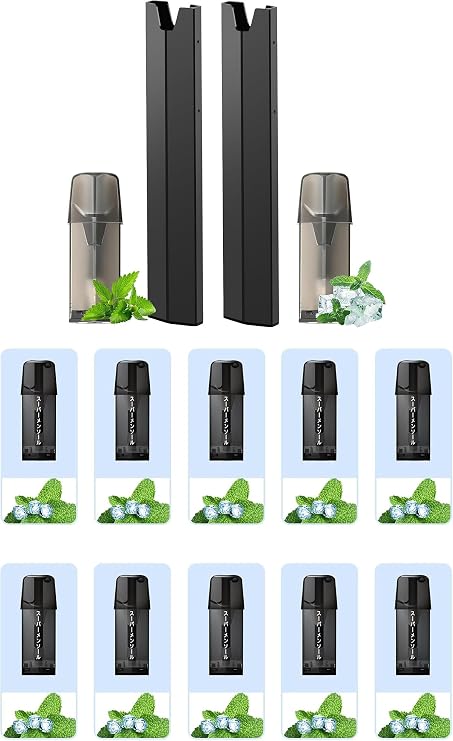 ドクタースティック TypeX 互換 スターターキット 2本体+2POD ＋ 交換用カートリッジ 10個セット スーパーメンソール 爆煙 ノンニコチン 電子タバコ ベイプ リキッド 日本製 ECOCCO