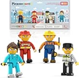Picasso Toys Magnetic Character Action Figures 4 Piece Astronaut for Building Block Tile Toddler Toy Set Magnet Expansion Pack Age 3 and up Educational STEM Learning Pretend Playset Construction PTA17