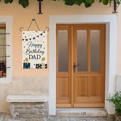 Miniatura 6 de WeBenison Bandera de arpillera para jardín de cumpleaños de padre, doble cara, 18 x 12 pulgadas, reutilizable, diseño único, ideal para decoraciones