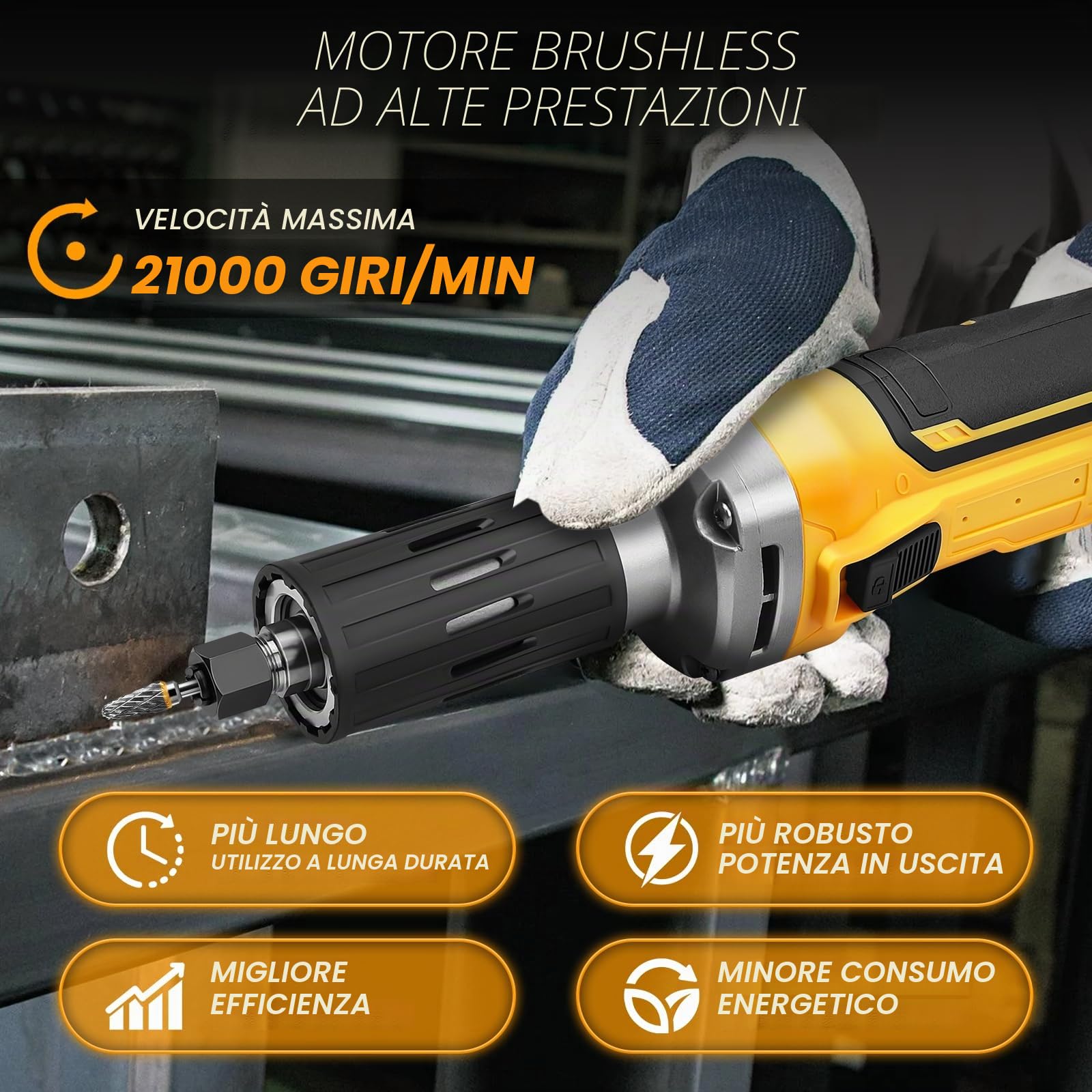 Smerigliatrice a batteria compatibile con Dewalt 20V batteria (senza batterie), elettrica dritta senza spazzole, 3-6 mm mandrino, 4 velocità