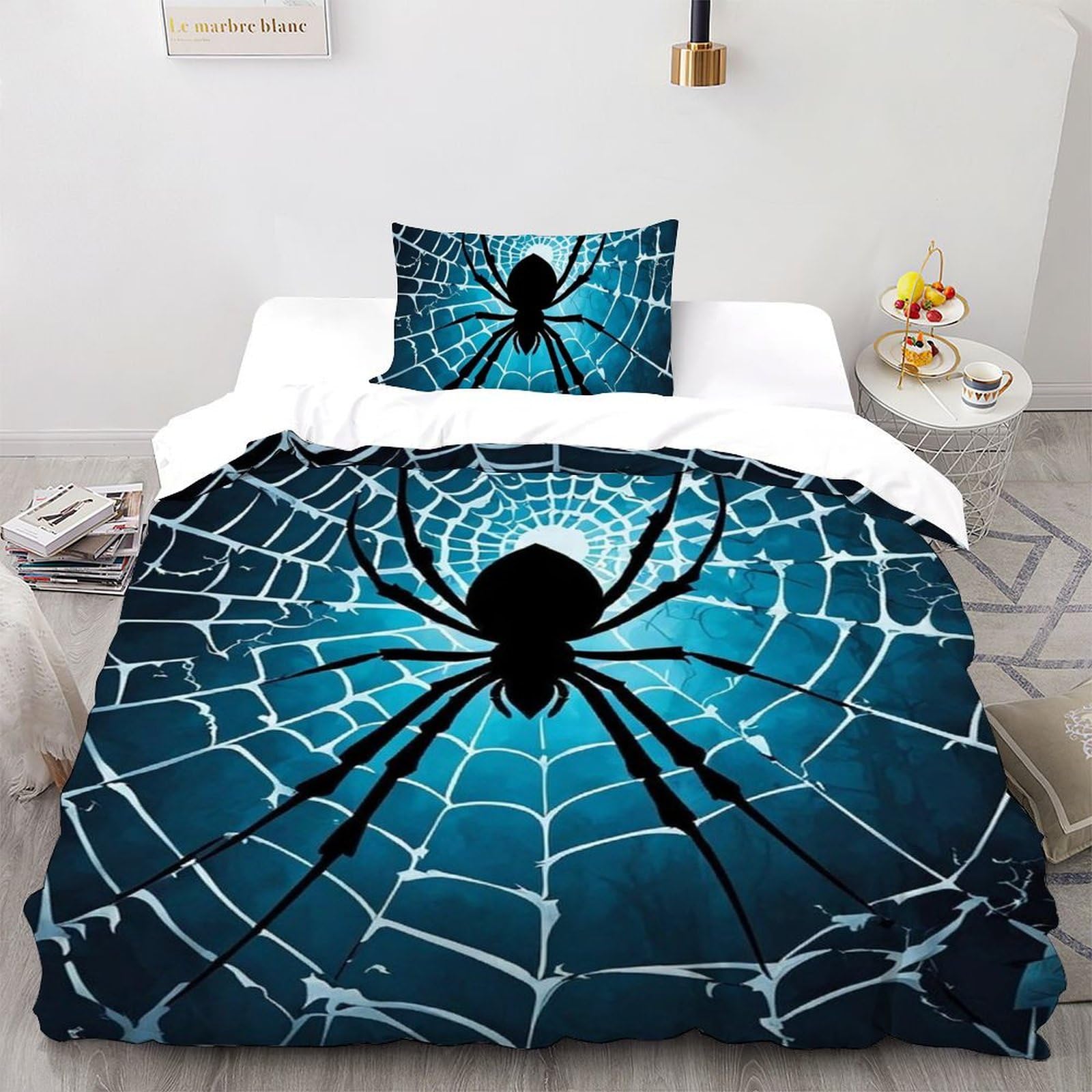 Araignée en peluche housse de couette single 135x200cm avec taie d'oreiller imprimé 3D
