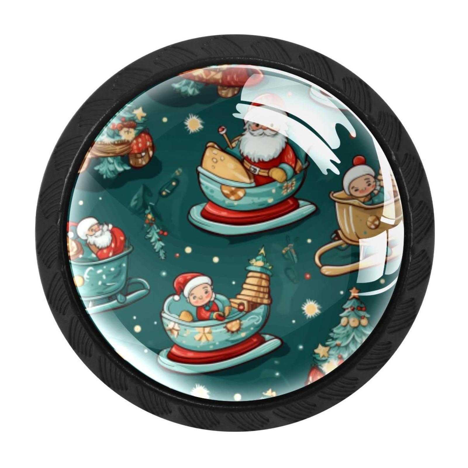 CHENZZZZ 4 PCS Christmas Sleigh Crystal Glass Cabinet Knob Drawer Pull Handle for Kitchen Cupboard Dresser Wardrobe etc