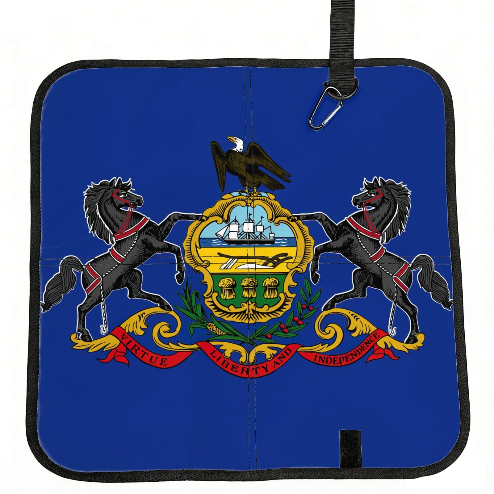 bghdfa Pennsylvania State Flag Print Outdoor Sitting Mat Waterproof Oxford Cloth Seat Cushion Folding Foam Camping Seat For Picnic