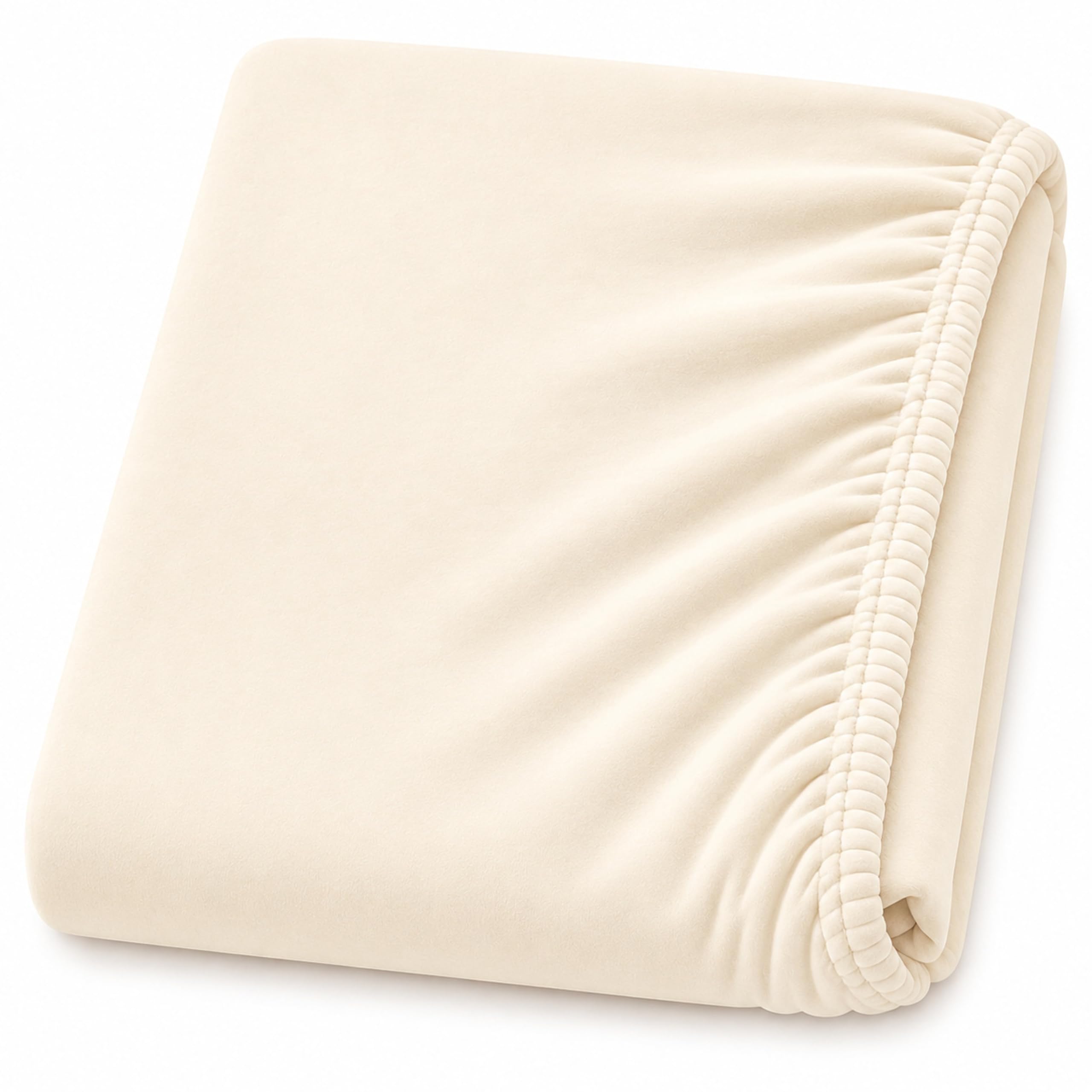 Dudu N Girlie Compact Cot Fitted Sheet 100x50cm – Cream, Elasticated Jersey Cotton Bedding for Babies & Toddlers