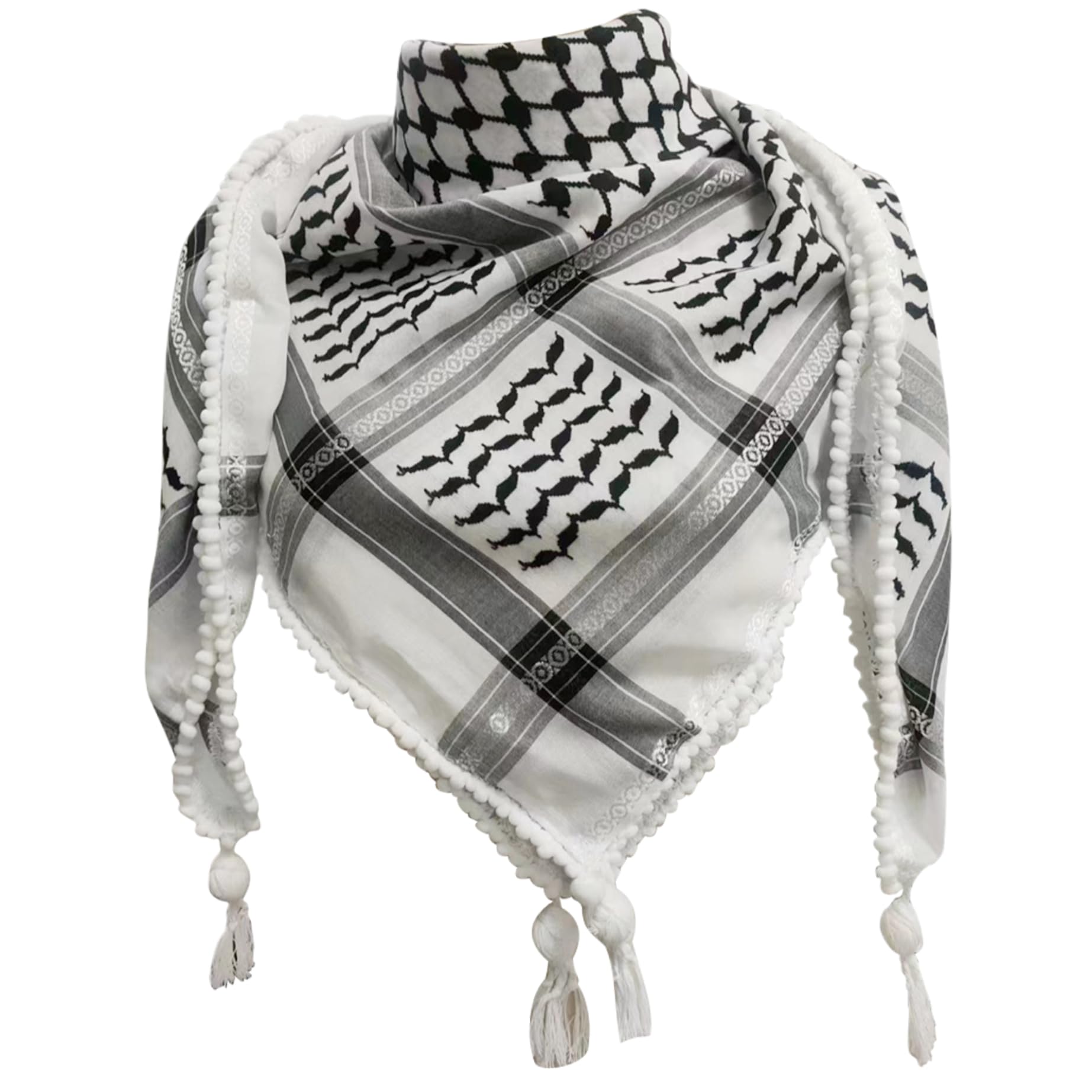 Keffiyeh palestino auténtico bufanda de algodón selecto con borlas clásicas 8