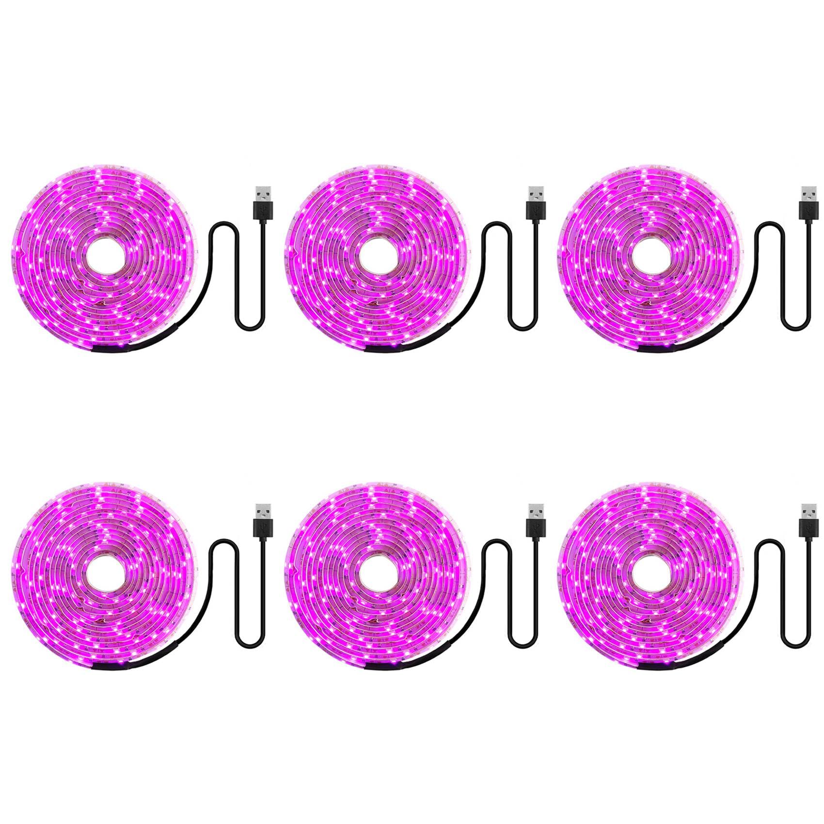 Hndhbfgrt 6X LED Grow Light Full Spectrum 5V USB Grow Light Strip 2835 LED for Plants Greenhouse Hydroponic Growing 100cm